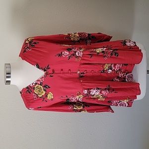 NWT Torrid Babydoll Rayon Twill Button-Front Top sz 1